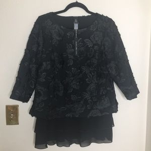 Chicos Sz/0 (Small) Black Label Black Lace Top NWT